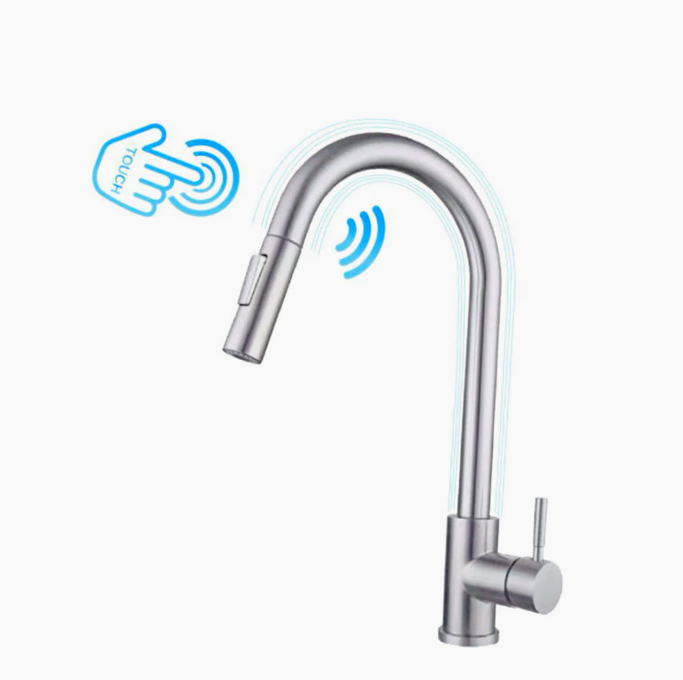 Rubinetto da cucina con comando touch, doccetta estensibile e 2 getti - pratico e di tendenza