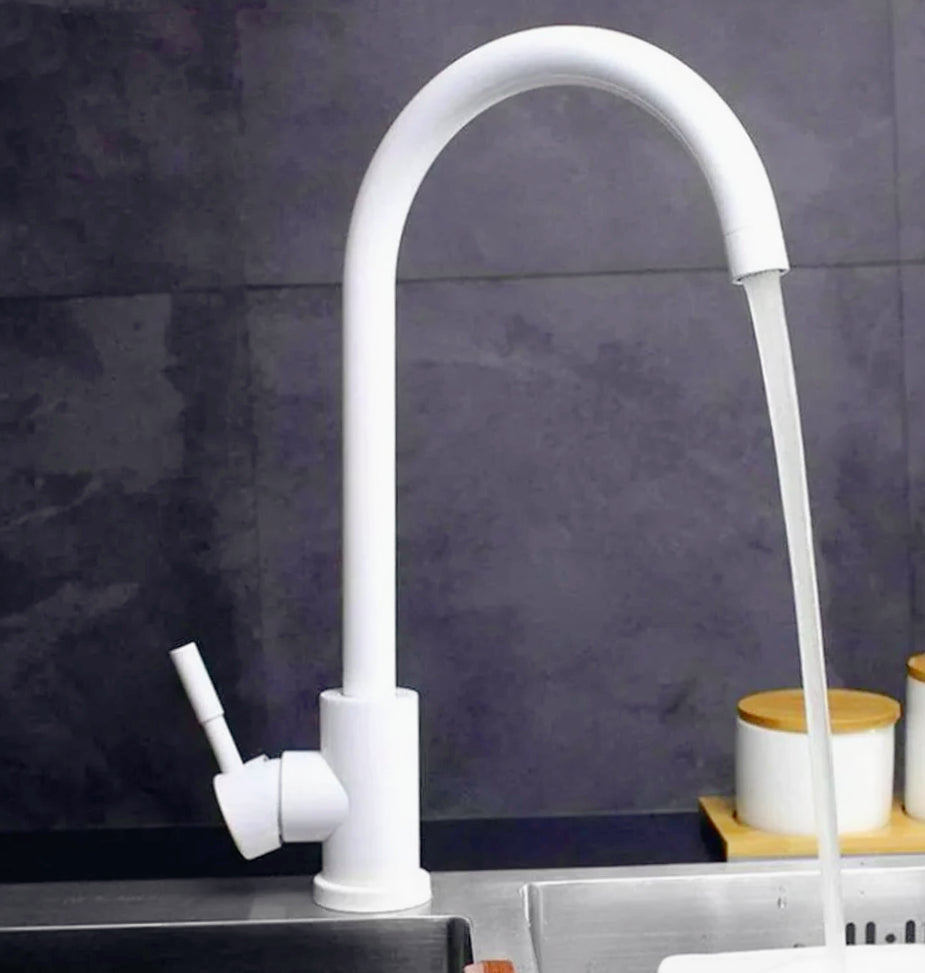 Rubinetto lavello cucina canna alta bianco orientabile - funzionale e moderno