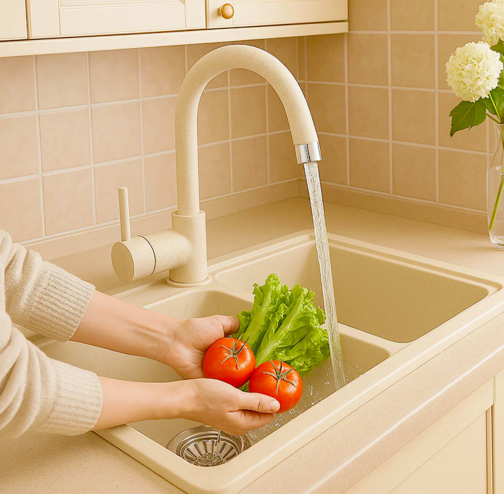 Rubinetto lavello cucina canna alta fragranite - resistente e di design
