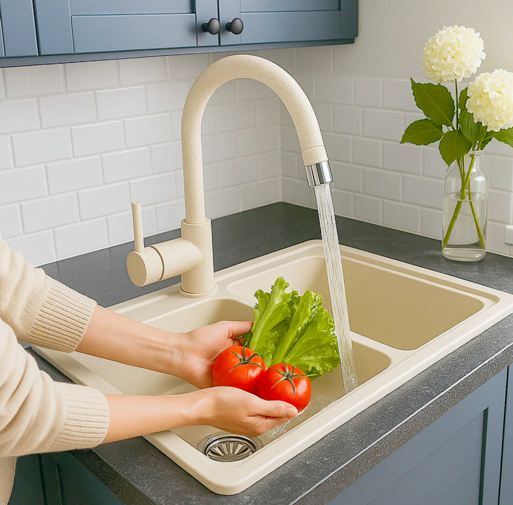 Rubinetto lavello cucina canna alta fragranite - resistente e di design