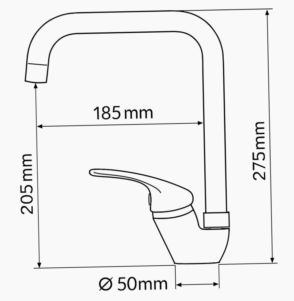 Rubinetto per cucina a canna alta quadrata, miscelatore per lavandino - design moderno e curato - ambraled
