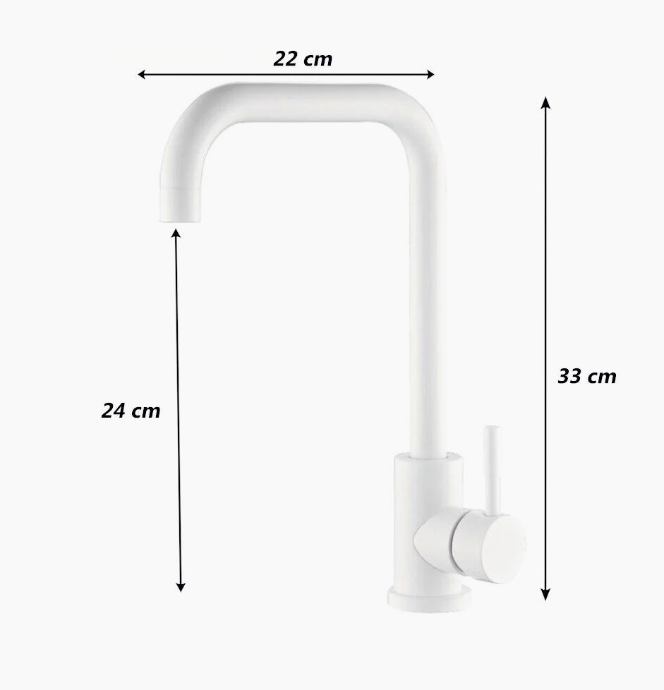 Rubinetto per lavello da cucina a canna alta quadrata bianco - ambraled