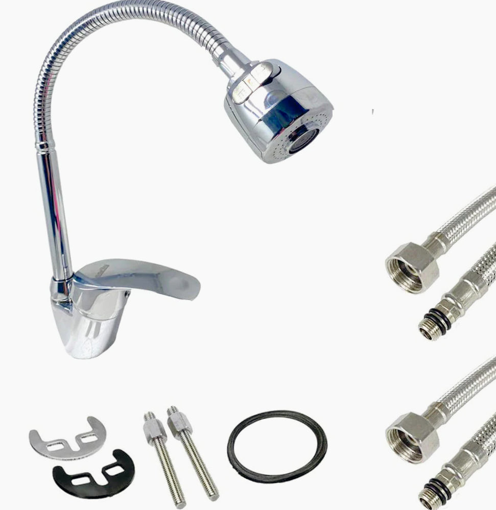 Rubinetto a canna flessibile da lavello cucina con doccetta 2 getti – pratico e versatile