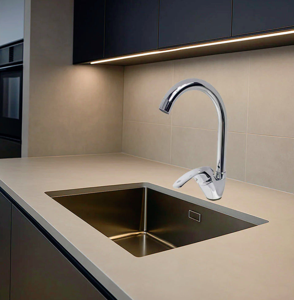 Rubinetto lavello cucina canna alta cromato lucido - moderno e resistente