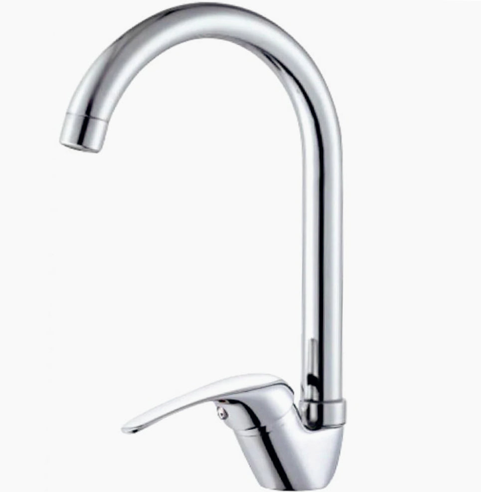Rubinetto per cucina a canna alta curva con miscelatore orientabile - design moderno e versatile