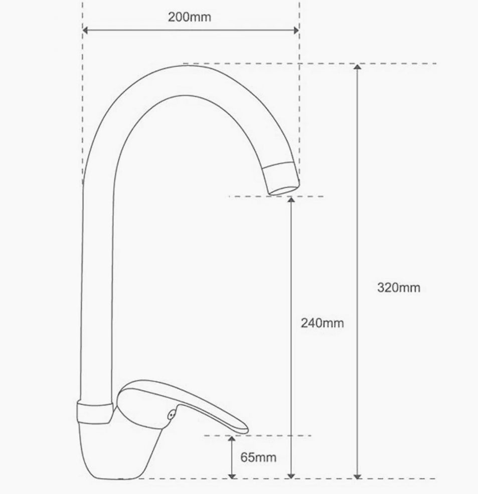 Rubinetto per cucina a canna alta curva con miscelatore orientabile - design moderno e versatile