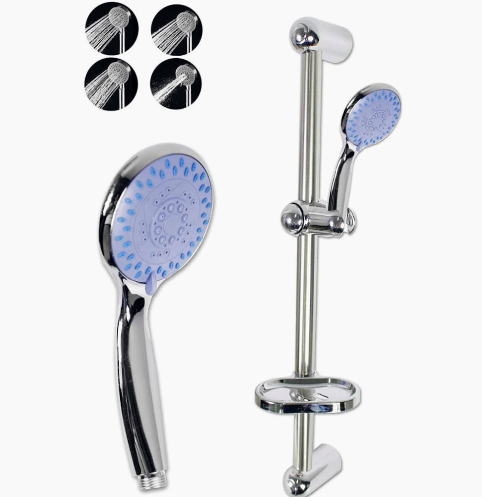 Saliscendi per doccia con asta a colonna, portasapone e soffione integrati - ambraled