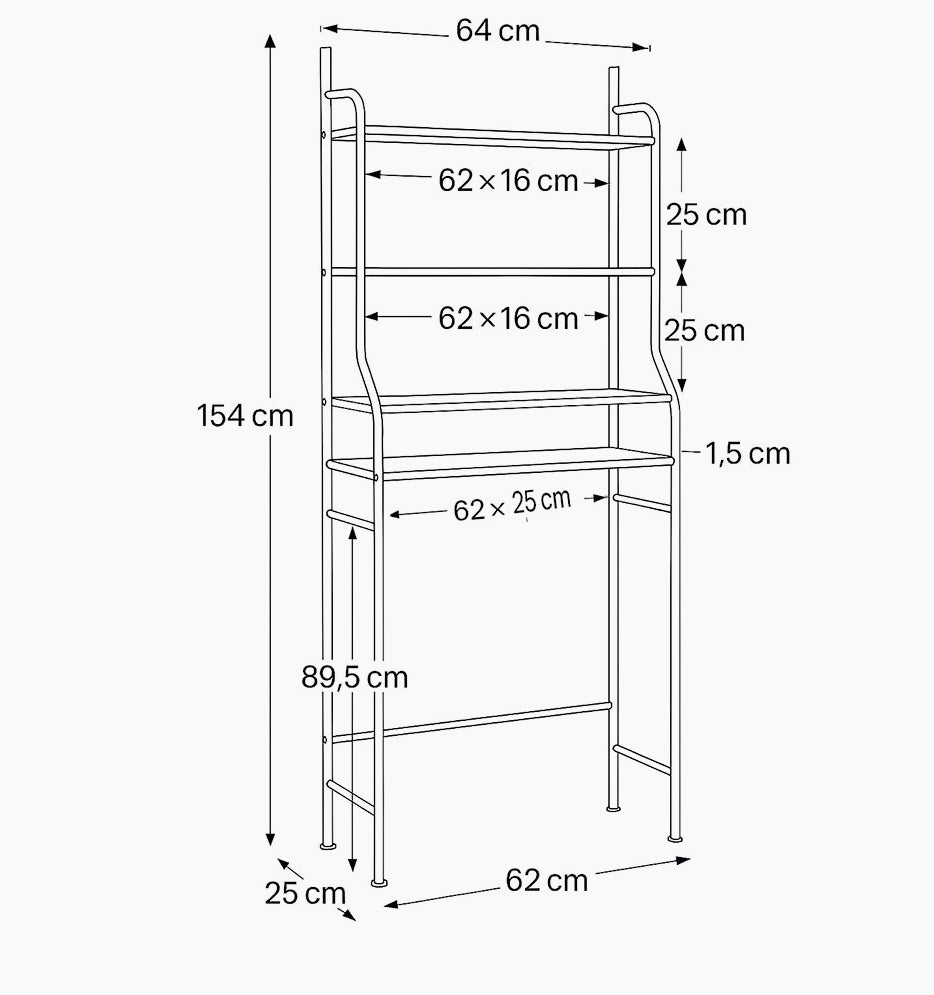 Scaffale da bagno/lavanderia 3 mensole sopra lavatrice salvaspazio - ambraled