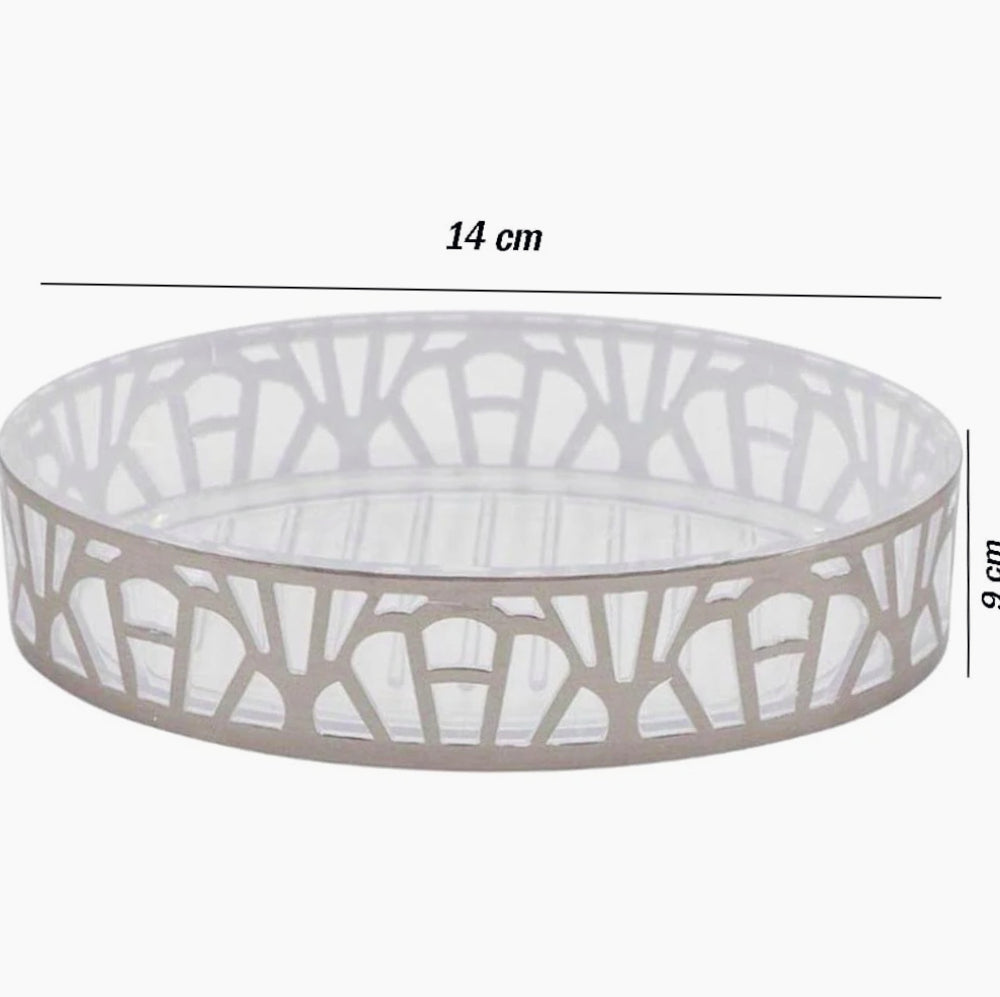 Set accessori bagno 3 pezzi in argento: dispenser, bicchiere e piattino - ambraled