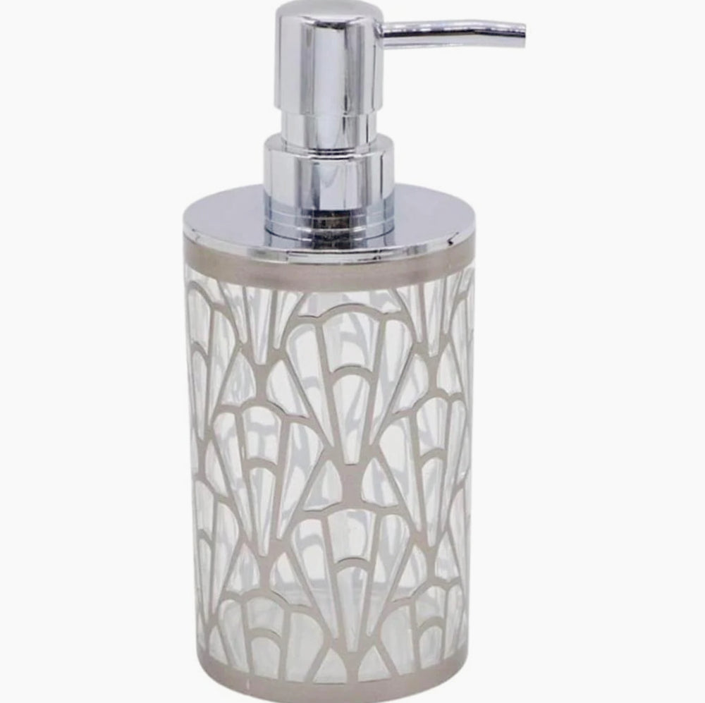 Set accessori bagno 3 pezzi in argento: dispenser, bicchiere e piattino - ambraled