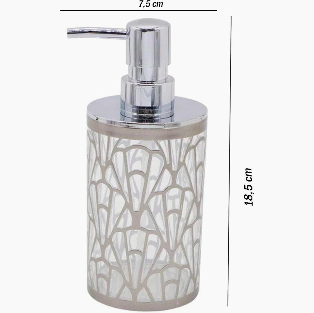 Set accessori bagno 3 pezzi in argento: dispenser, bicchiere e piattino - ambraled
