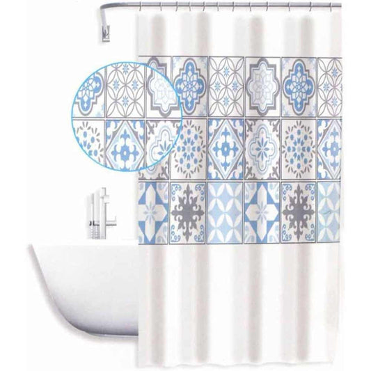 Tenda doccia impermeabile PVC 180x180cm 12 ganci motivo maiorca - ambraled