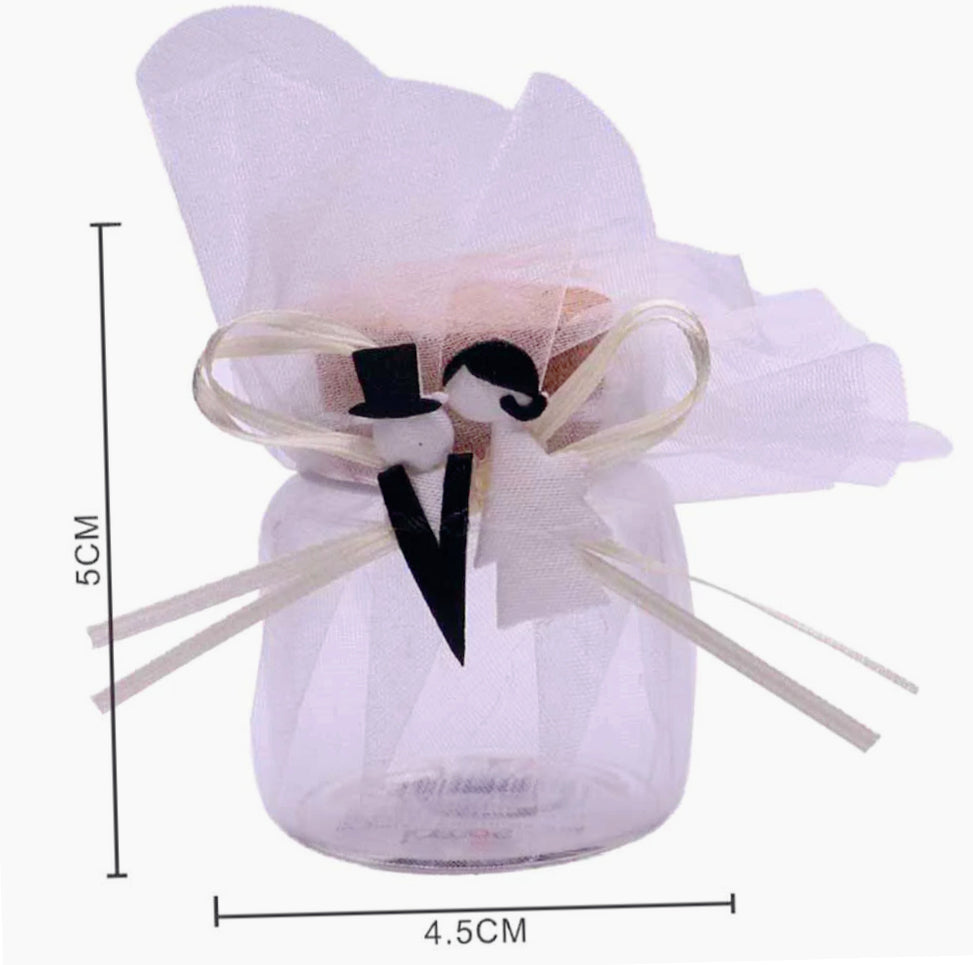 12 bomboniere in barattolino con velo bianco, ideali per matrimoni e confetti - ambraled
