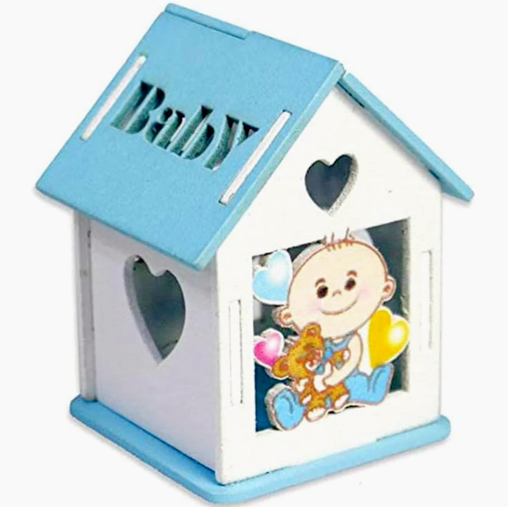 Set 12 scatoline portaconfetti a forma di casetta, ideali come bomboniere per nascita e battesimo - ambraled