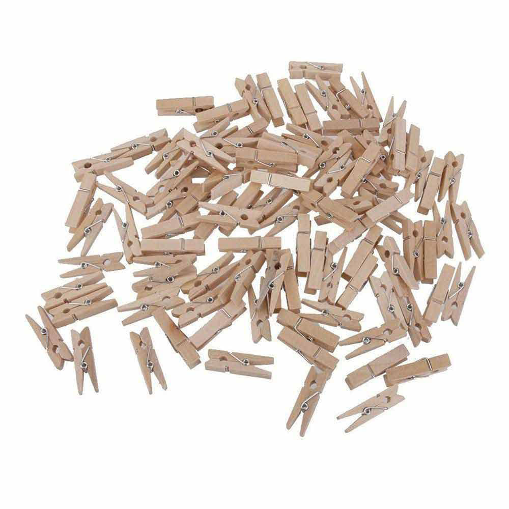 100 mollette in legno colorato e chiaro 3,5 cm, perfette per decorazione regali