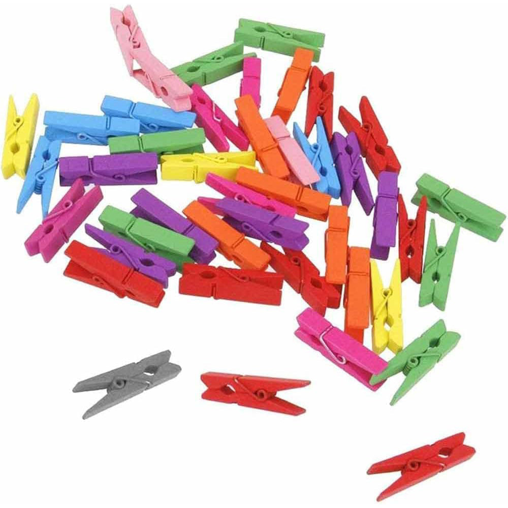 100 mollette in legno colorato e chiaro 3,5 cm, perfette per decorazione regali - ambraled