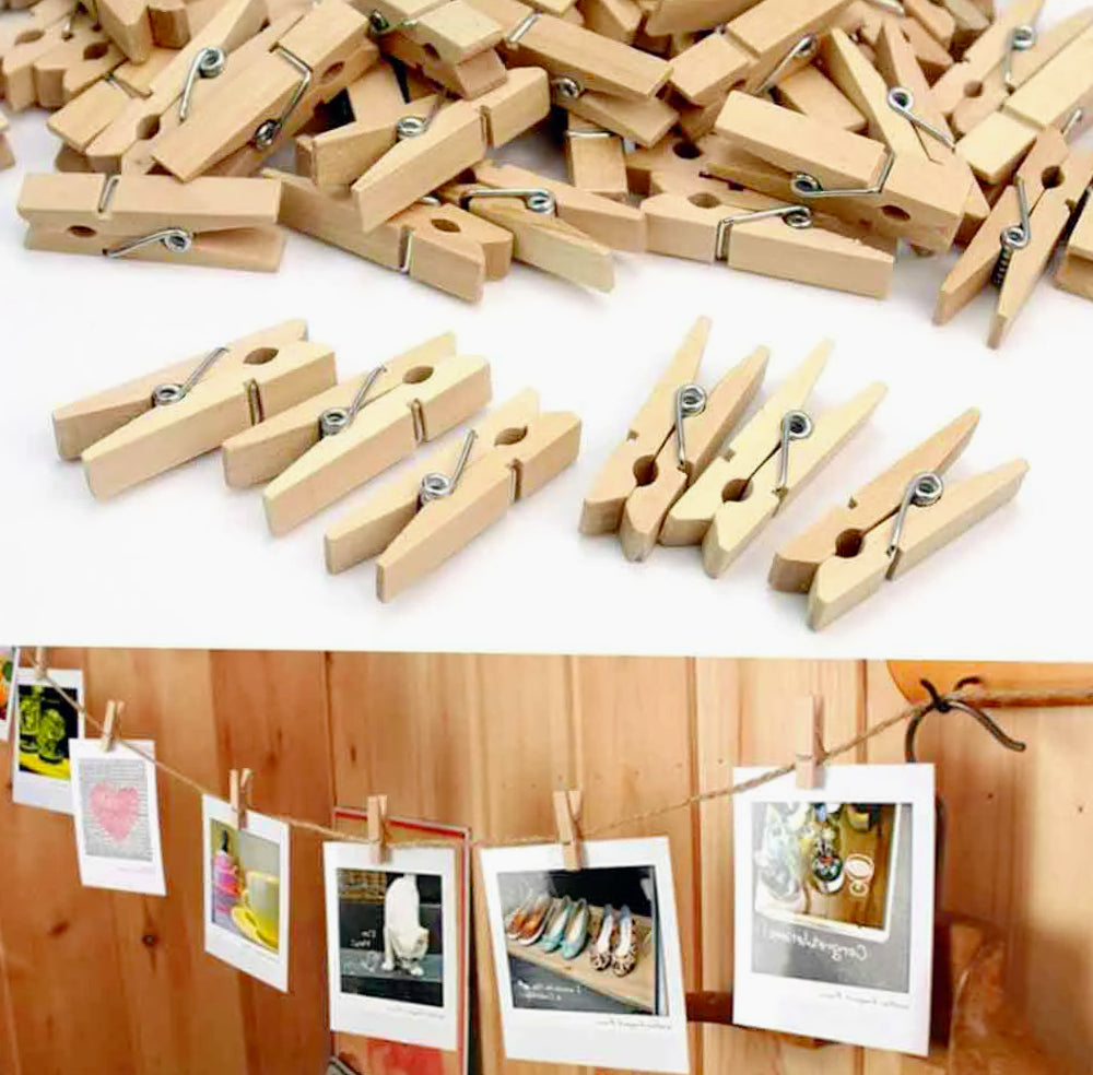 100 mollette in legno colorato e chiaro 3,5 cm, perfette per decorazione regali