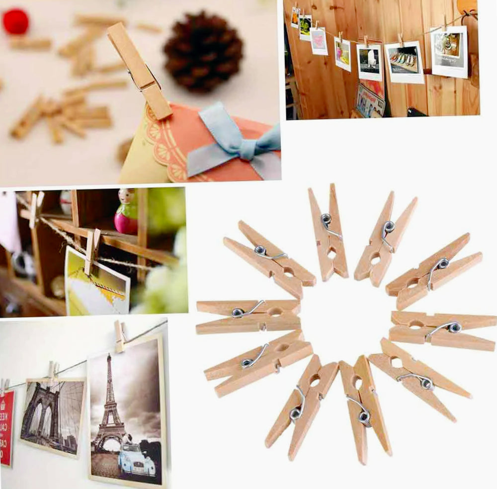 100 mollette in legno colorato e chiaro 3,5 cm, perfette per decorazione regali