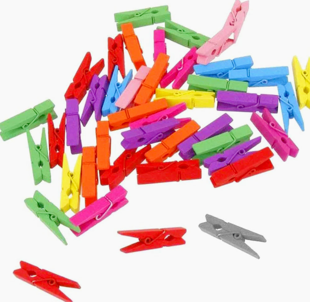 100 mollette in legno colorato e chiaro 3,5 cm, perfette per decorazione regali