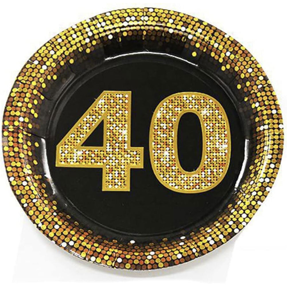 28 piatti di carta nero e oro per compleanni 30 40 50 anni (58 caratteri) - ambraled
