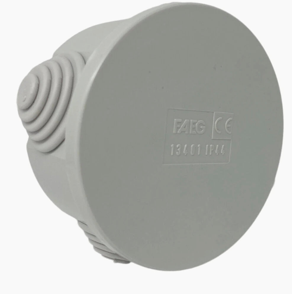 Scatola di derivazione tonda 4 passacavi con coperchio IP44 - ambraled
