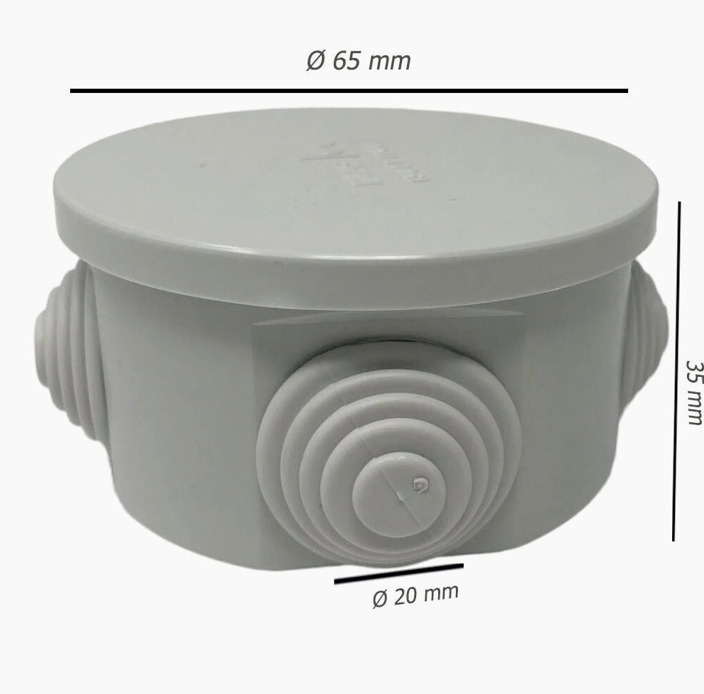 Scatola di derivazione tonda 4 passacavi con coperchio IP44 - ambraled