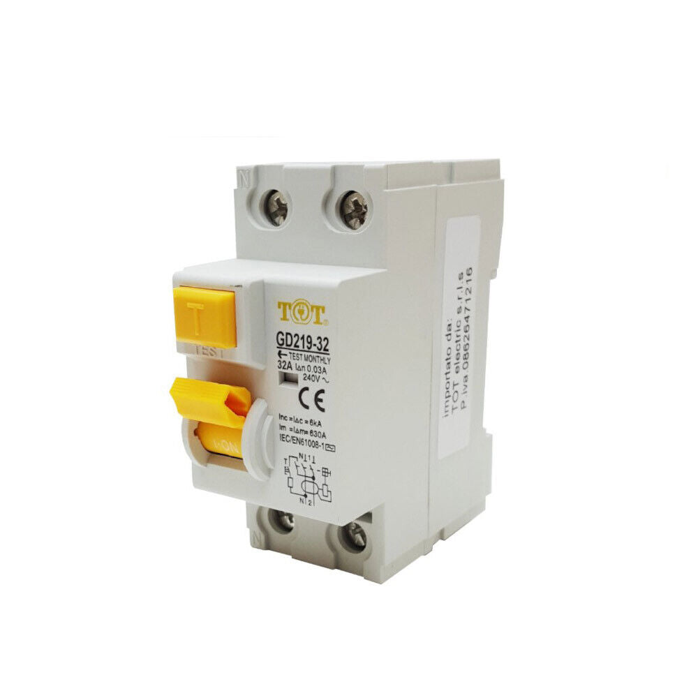 Interruttore differenziale 2P+N 6kA – 10-63A per quadro elettrico - ambraled