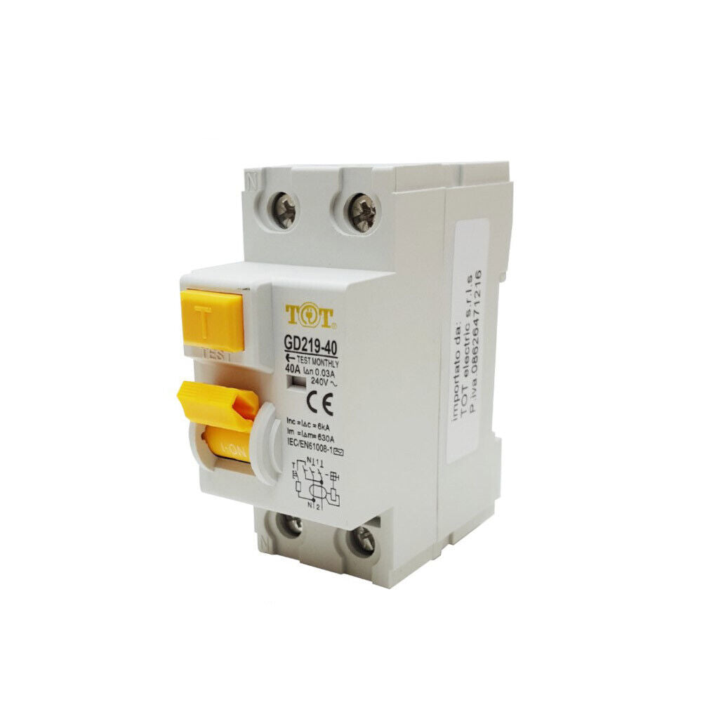 Interruttore differenziale 2P+N 6kA – 10-63A per quadro elettrico - ambraled