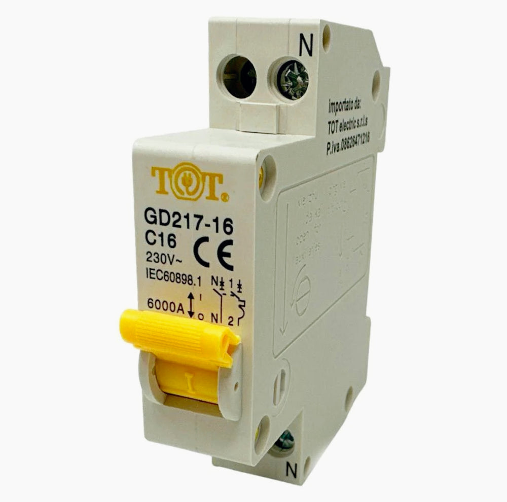 Interruttore magnetotermico 1P+N 6kA – 10-32A per quadro elettrico - ambraled