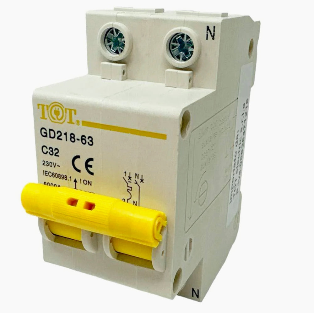 Interruttore magnetotermico 2P+N 6kA – 10-63A per quadro elettrico - ambraled