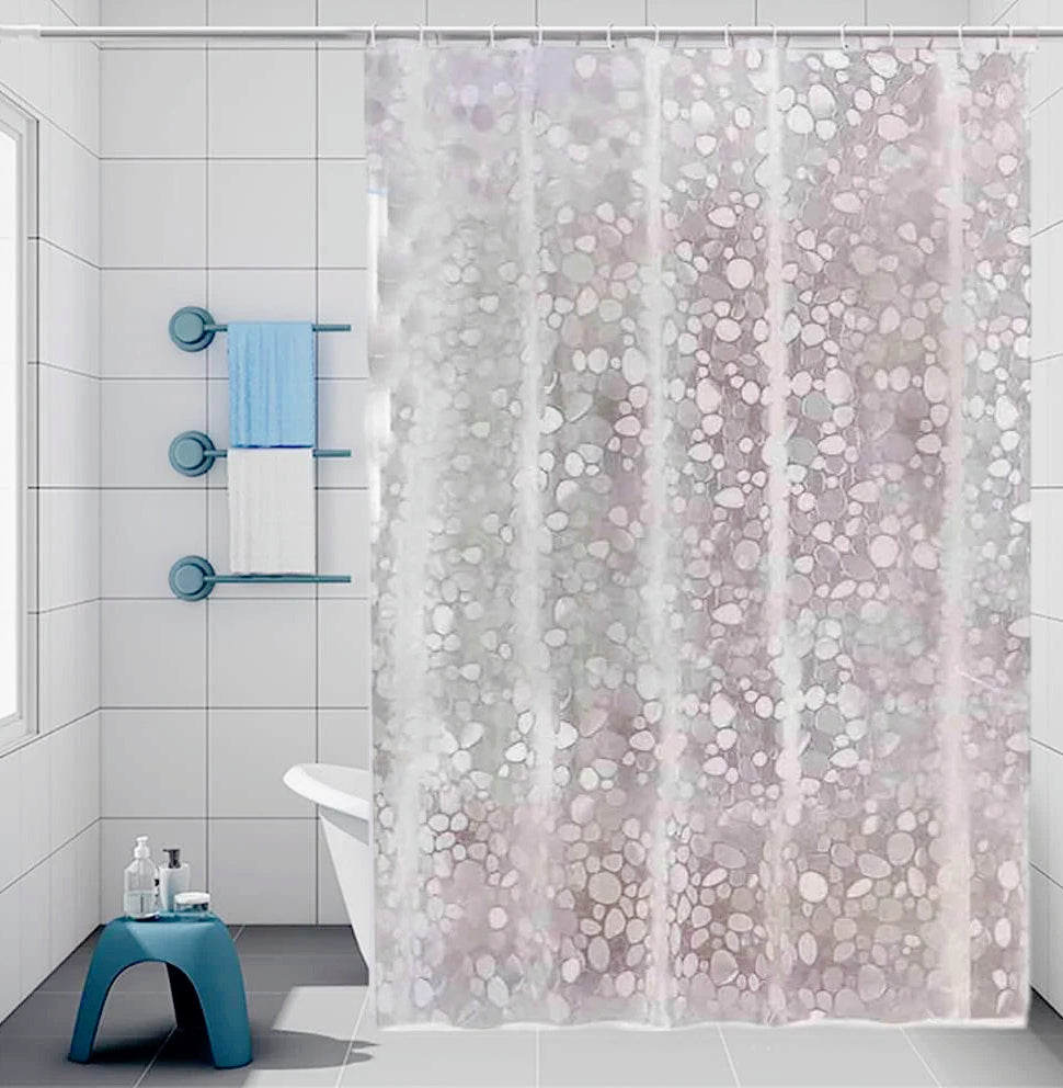 Tenda da doccia impermeabile in PVC – 200×240 cm, 12 ganci, motivo ciottoli