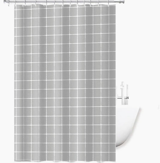 Tenda da doccia impermeabile in PVC – 180×200 cm, 12 ganci, motivo quadri