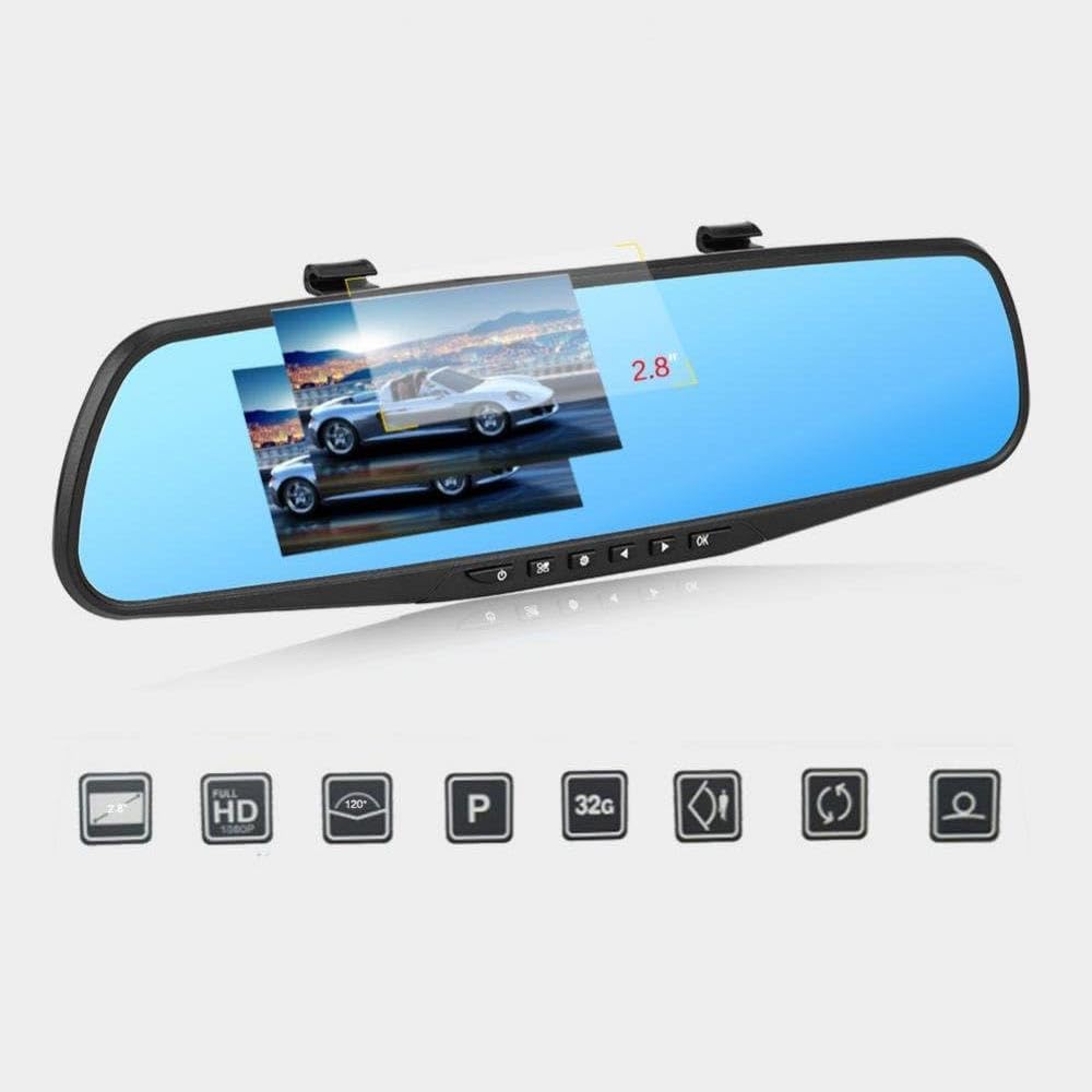 Specchietto retrovisore per auto con telecamera integrata Dash Cam registra il percorso - ambraled