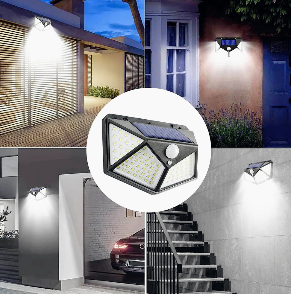 4 Fari Solari Applique 100 LED con Sensore di Movimento (3 Modalità) – IP65 - ambraled