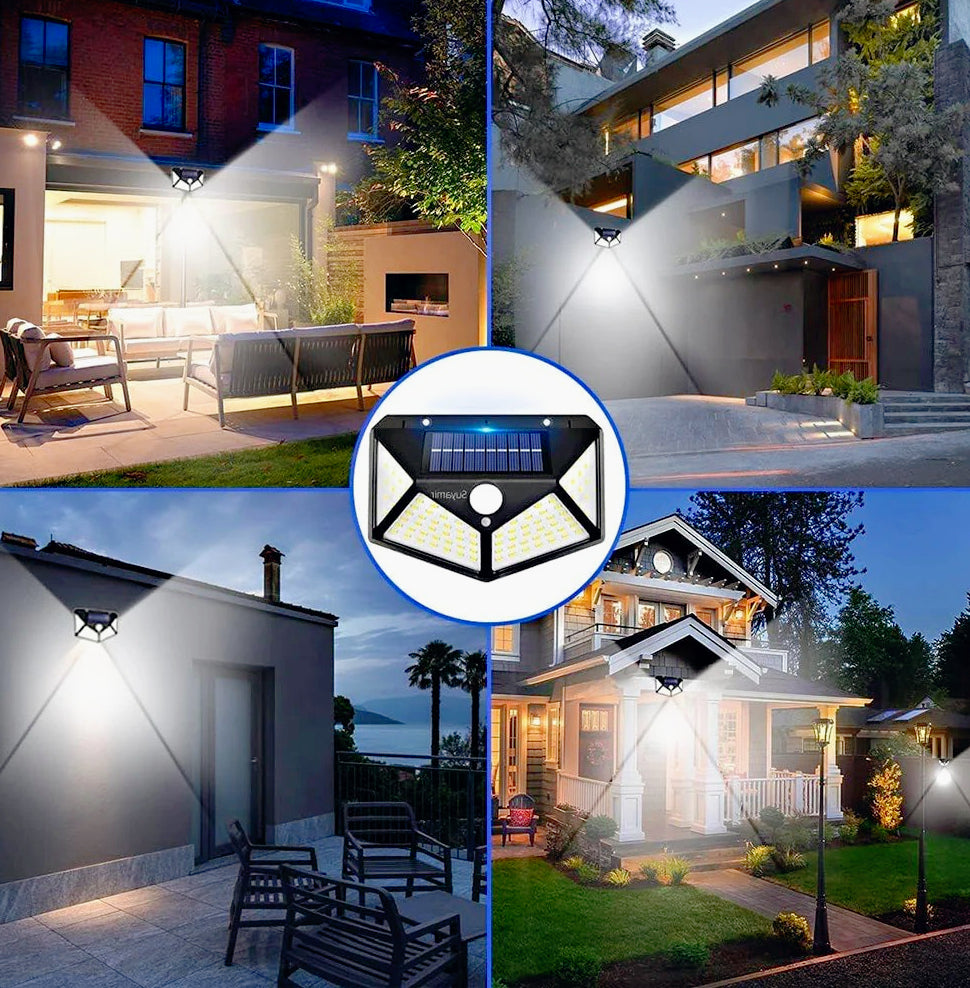 4 Fari Solari Applique 100 LED con Sensore di Movimento (3 Modalità) – IP65 - ambraled