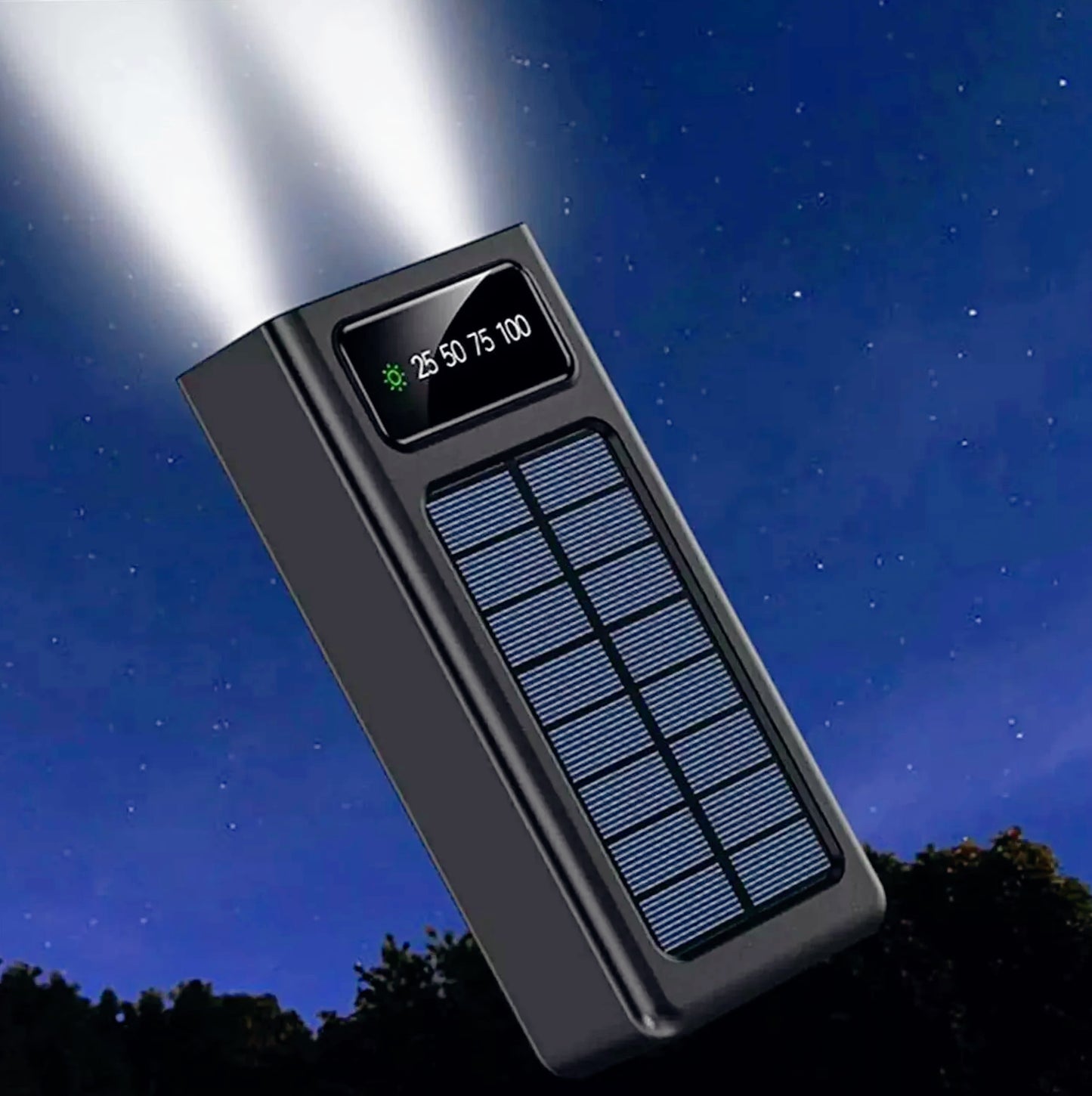 Power bank 50000mAh con pannello solare – Torcia e porte USB Type-C e micro USB - ambraled