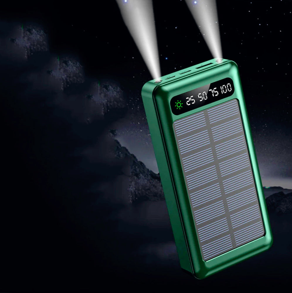 Power bank 50000mAh con pannello solare – Torcia e porte USB Type-C e micro USB - ambraled