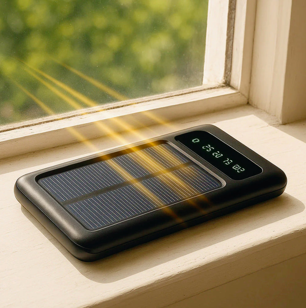 Power bank 50000mAh con pannello solare – Torcia e porte USB Type-C e micro USB - ambraled