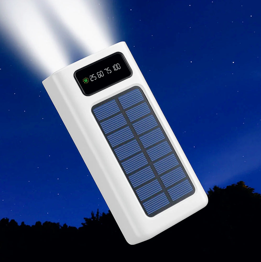 Power bank 50000mAh con pannello solare – Torcia e porte USB Type-C e micro USB - ambraled