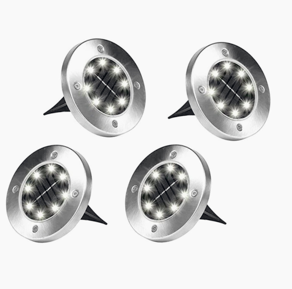 Faretto solare LED 4 picchetti – giardino IP65 luce bianca - ambraled