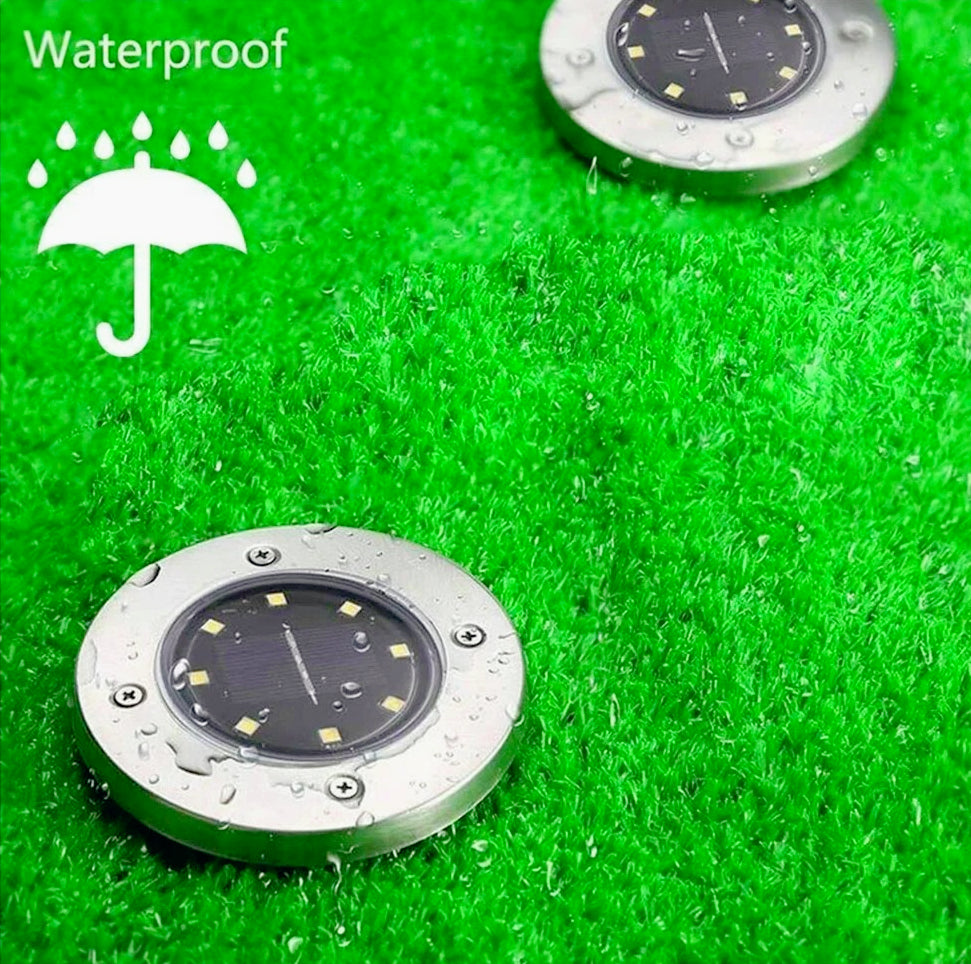Faretto solare LED 4 picchetti – giardino IP65 luce bianca - ambraled