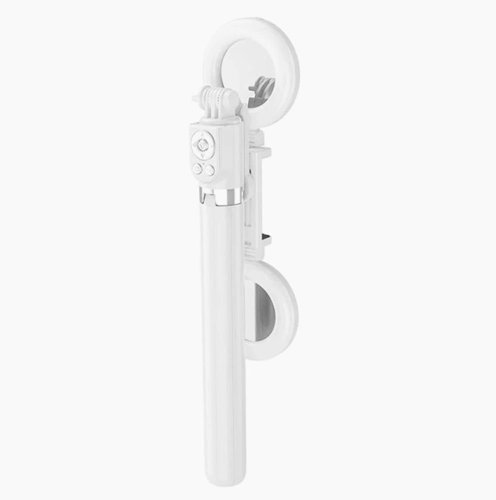 Selfie stick Bluetooth con cavalletto telecomando e 2 luci ring light - ambraled