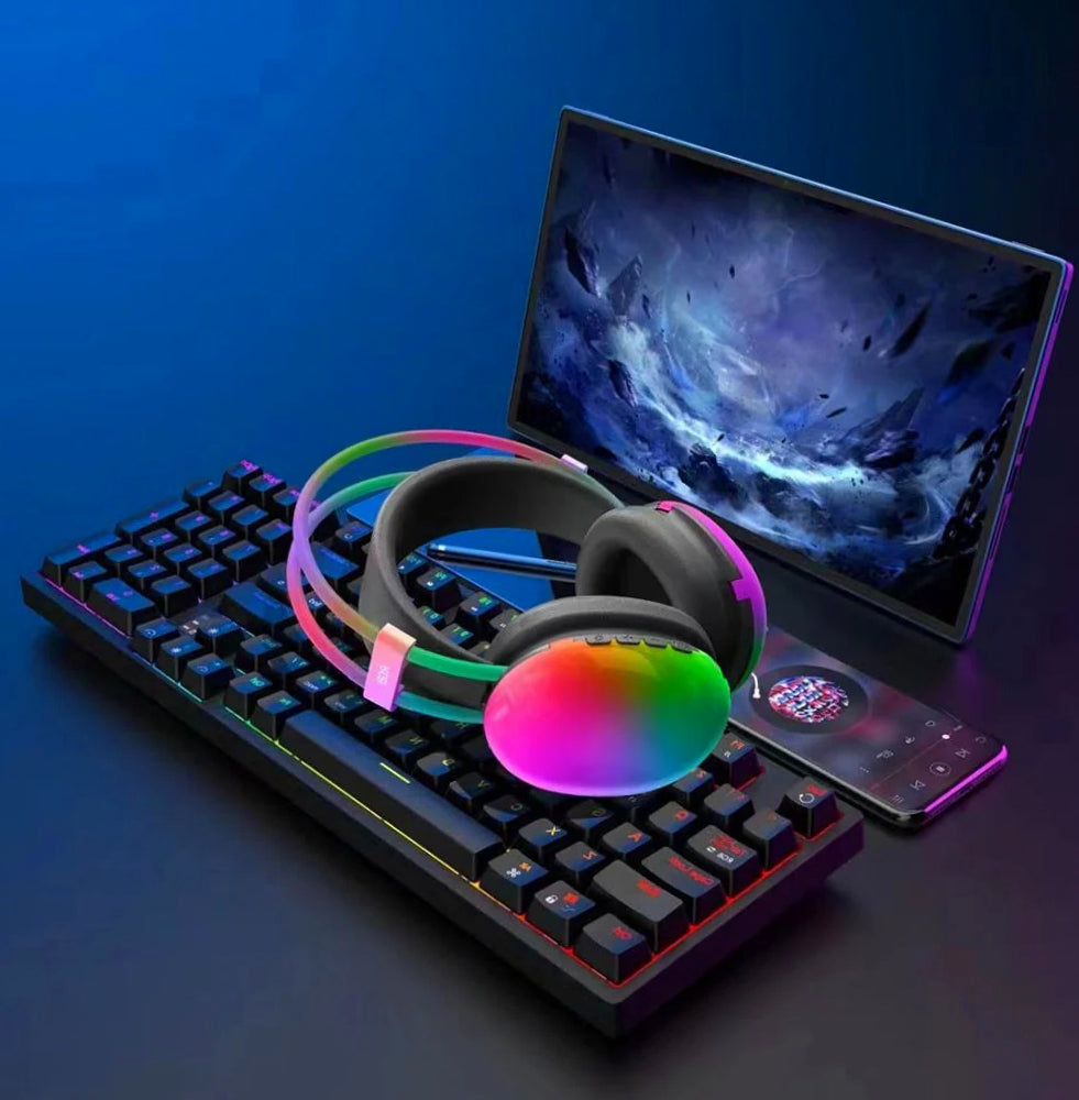 Cuffia Bluetooth ricaricabile – wireless con luci RGB per smartphone - ambraled