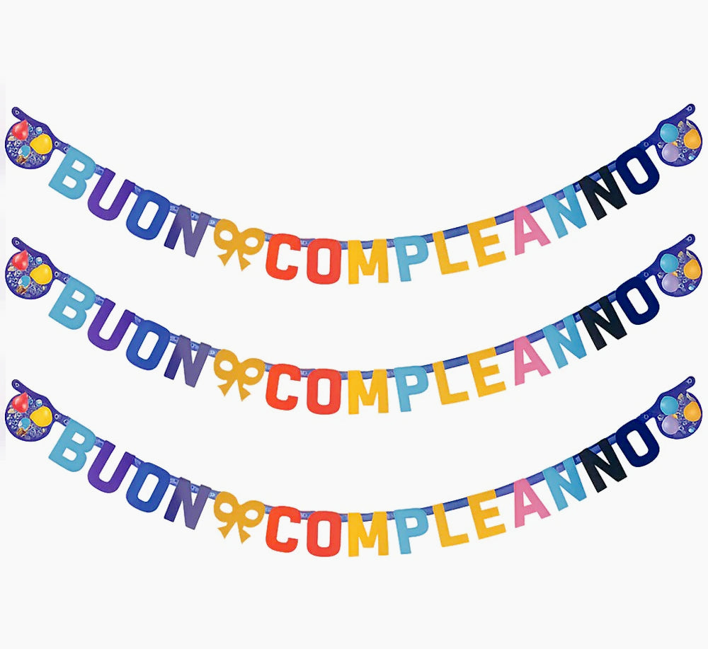3 Festoni Striscioni Buon Compleanno per Decorazione Feste e Party - ambraled