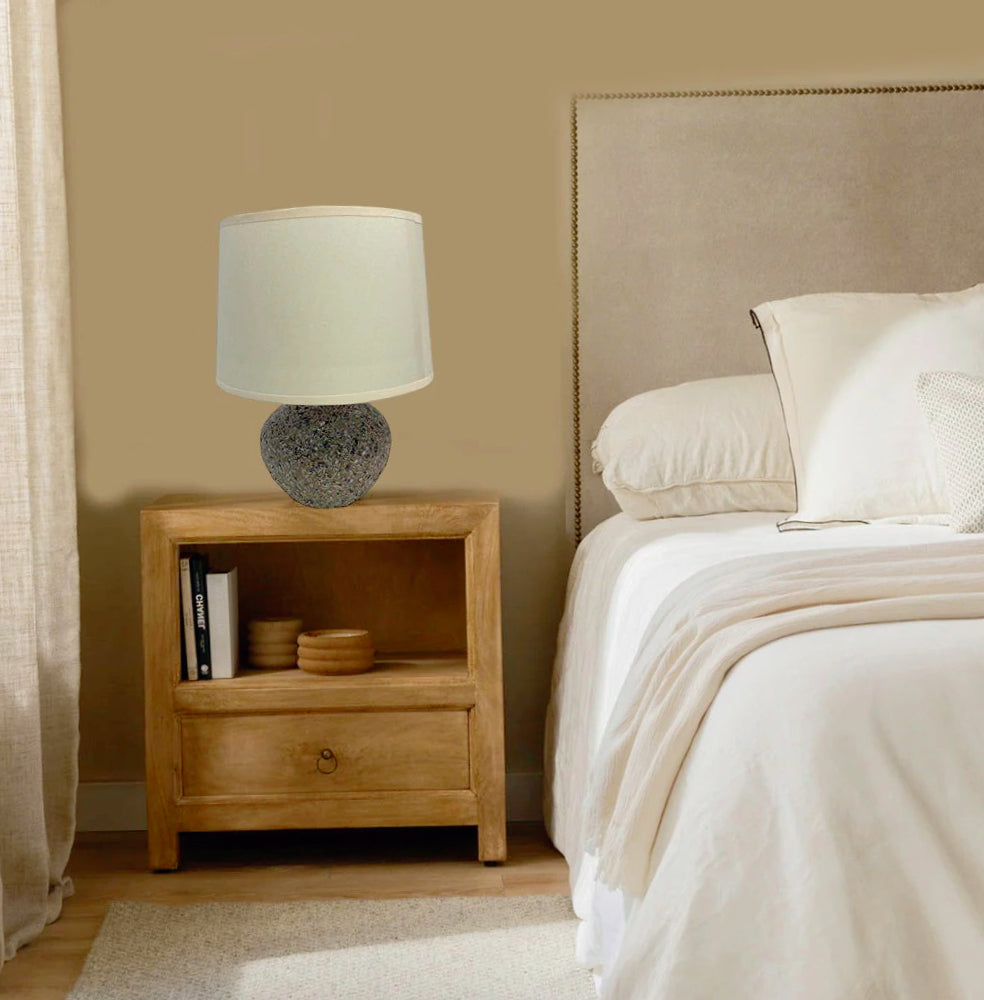 Lume in ceramica – lumetto comodino base marmo E14 - ambraled