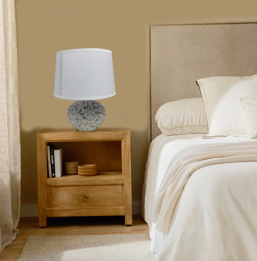 Lume in ceramica – lumetto comodino base marmo E14 - ambraled
