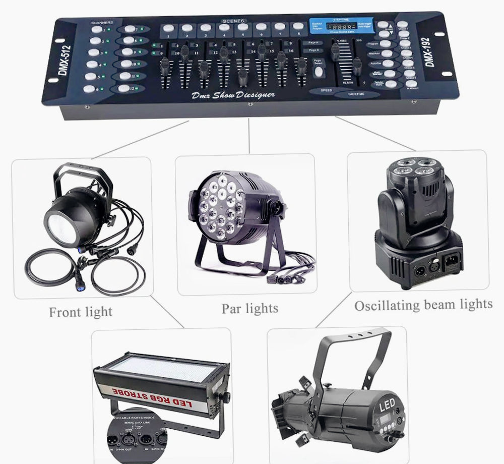 Centralina mixer luci 192 canali – DMX, display, controllo DJ - ambraled