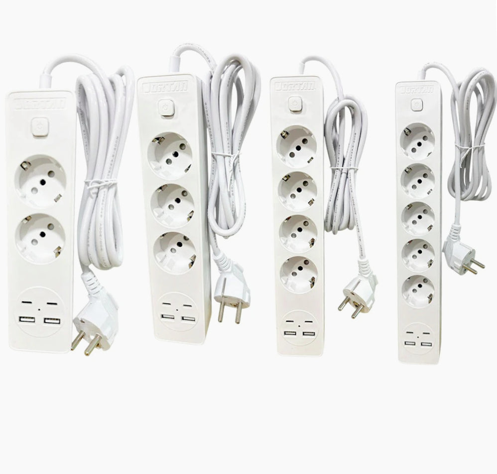 Multipresa Schuko 2-5 posti – USB-C 16A con interruttore - ambraled