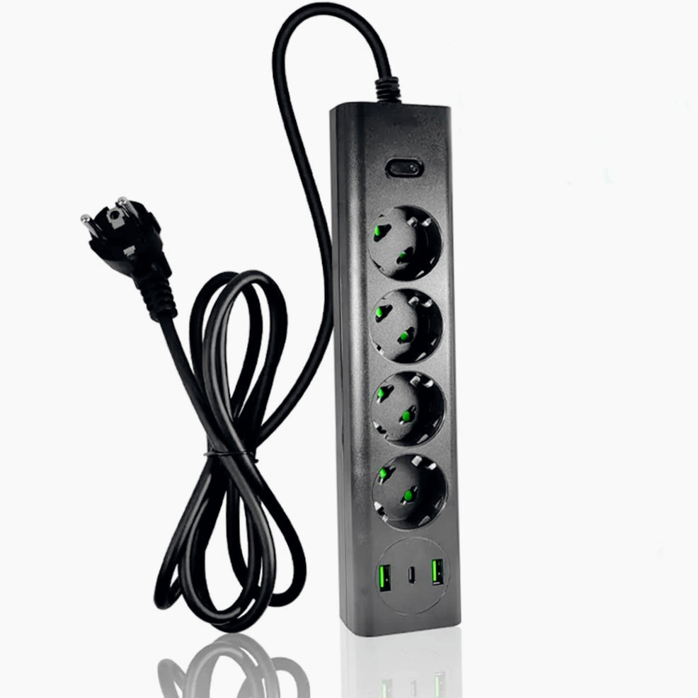 Multipresa 4 posti Schuko – 3 prese + 2 USB-A + 1 USB-C 10/16A - ambraled