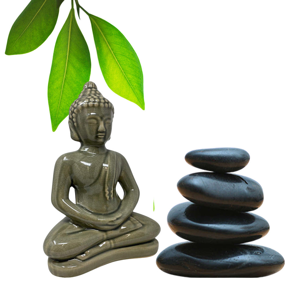 Statua buddha soprammobile casa statuetta siddharta seduto 35X18 cm - ambraled